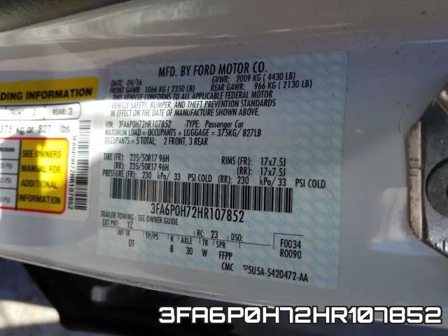 3FA6P0H72HR107852 фото 2