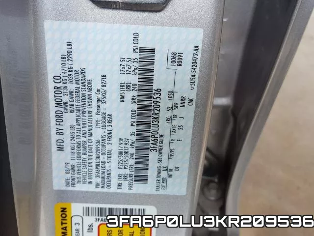 3FA6P0LU3KR209536 фото 2