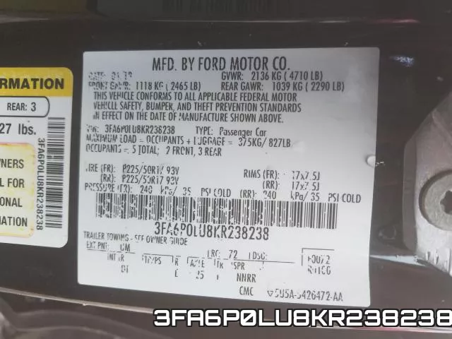 3FA6P0LU8KR238238 фото 2