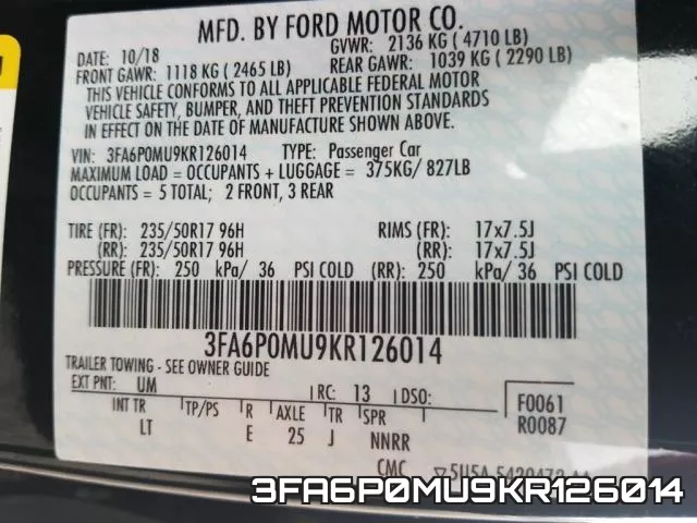 3FA6P0MU9KR126014 фото 2