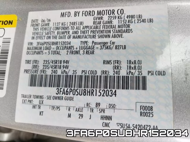 3FA6P0SU8HR152034 фото 2