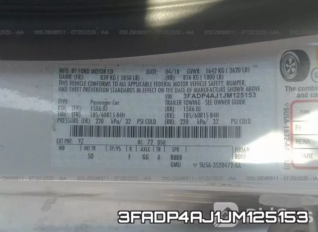 3FADP4AJ1JM125153 фото 10