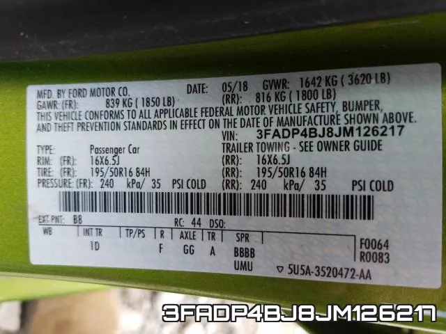 3FADP4BJ8JM126217 фото 2