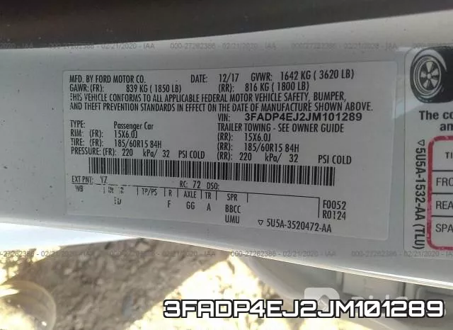3FADP4EJ2JM101289 фото 10