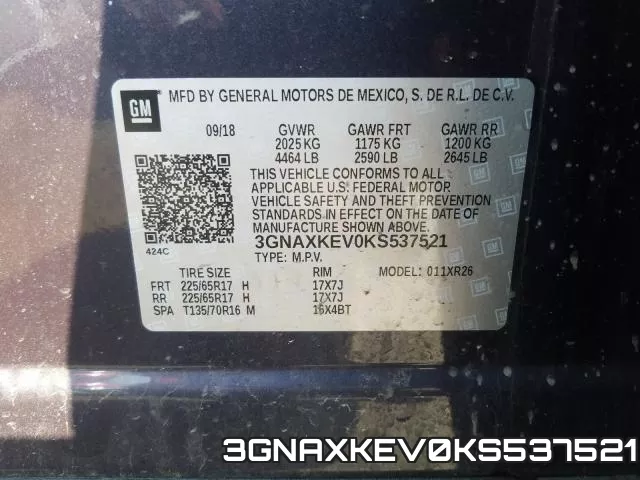 3GNAXKEV0KS537521 фото 2
