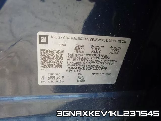 3GNAXKEV1KL237545 фото 2