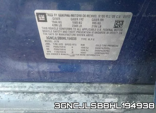 3GNCJLSB8HL194938 фото 10