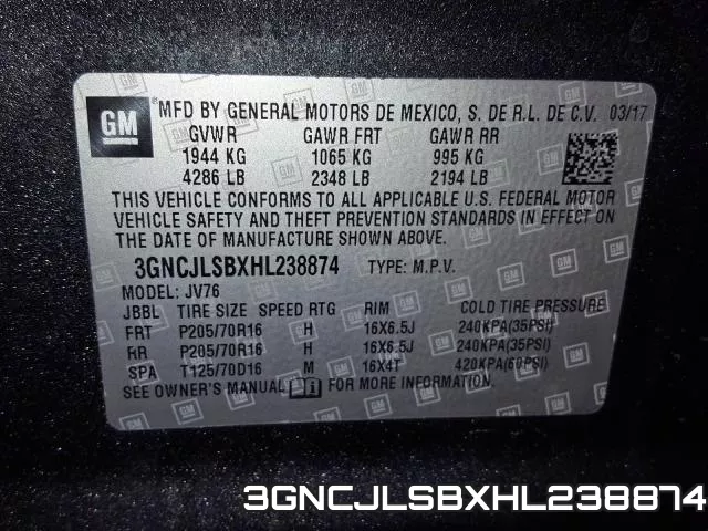 3GNCJLSBXHL238874 фото 2
