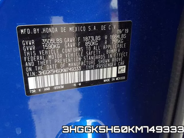 3HGGK5H60KM749333 фото 2