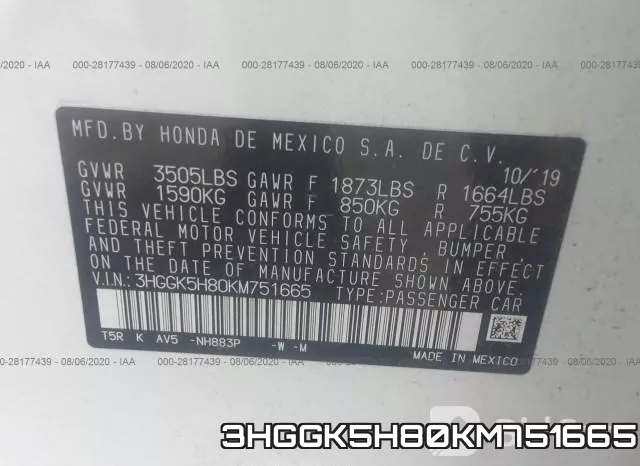 3HGGK5H80KM751665 фото 10