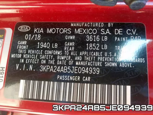 3KPA24AB5JE094939 фото 2