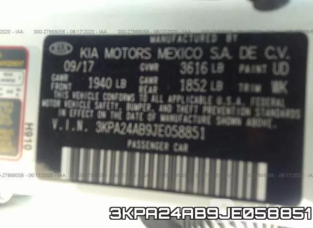 3KPA24AB9JE058851 фото 10