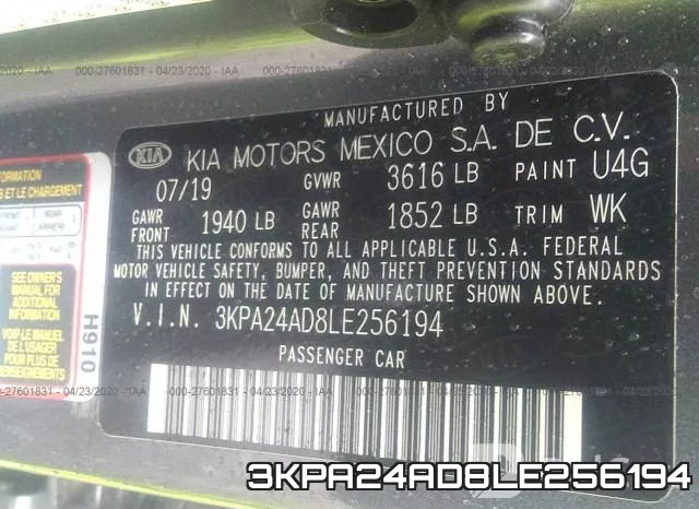 3KPA24AD8LE256194 фото 10