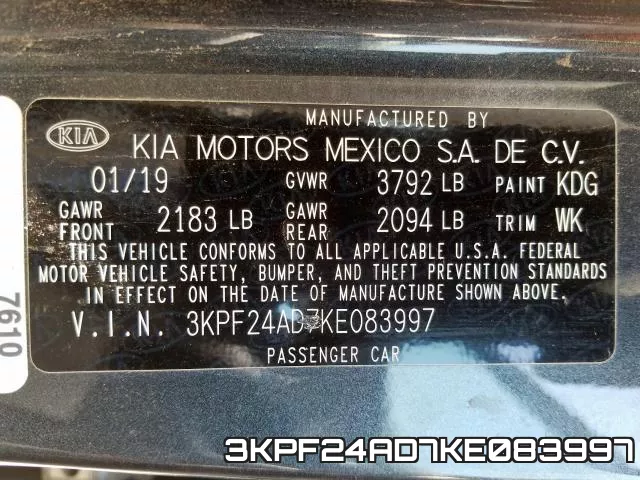 3KPF24AD7KE083997 фото 2