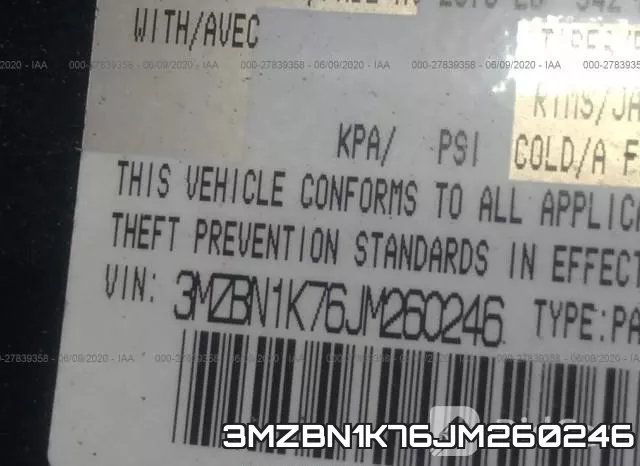 3MZBN1K76JM260246 фото 10