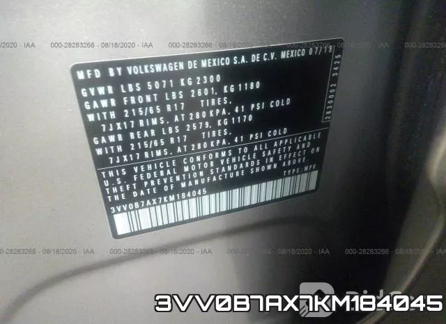 3VV0B7AX7KM184045 фото 10