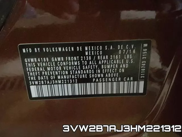 3VW2B7AJ3HM221312 фото 2