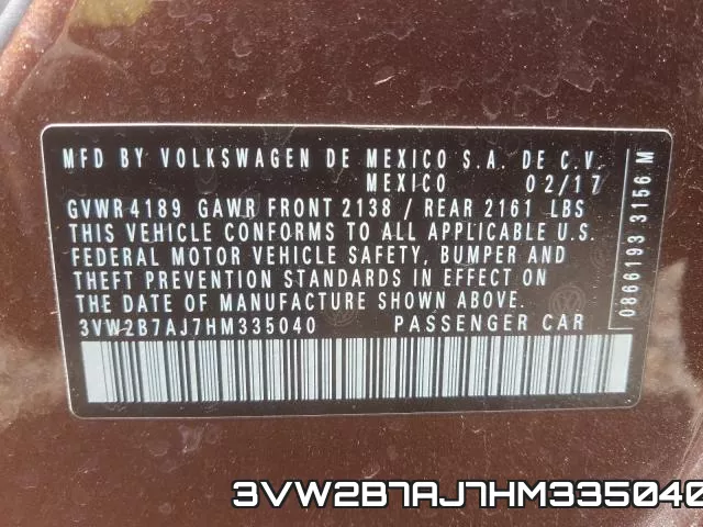 3VW2B7AJ7HM335040 фото 2