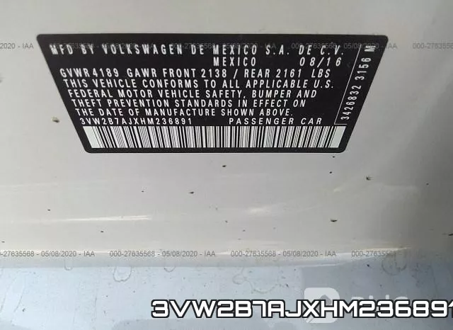 3VW2B7AJXHM236891 фото 10