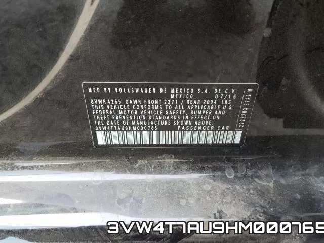 3VW4T7AU9HM000765 фото 2