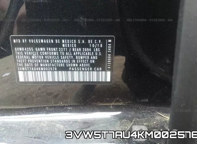 3VW5T7AU4KM002578 фото 10