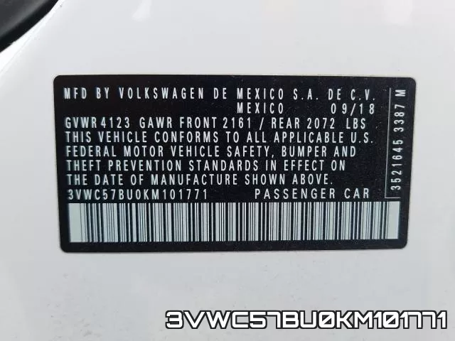 3VWC57BU0KM101771 фото 2
