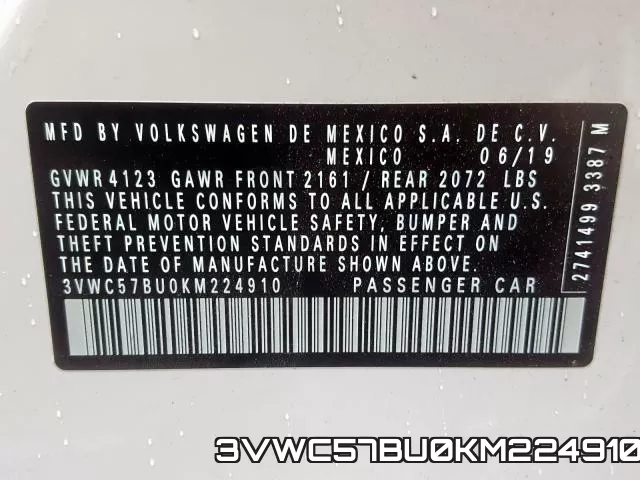 3VWC57BU0KM224910 фото 2