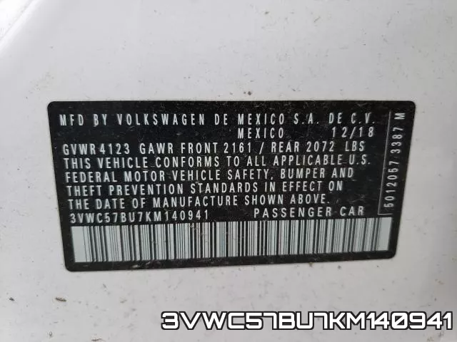 3VWC57BU7KM140941 фото 2