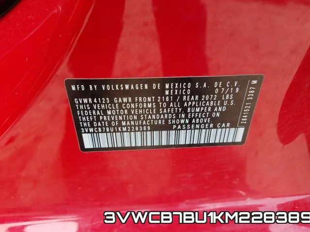 3VWCB7BU1KM228389 фото 2