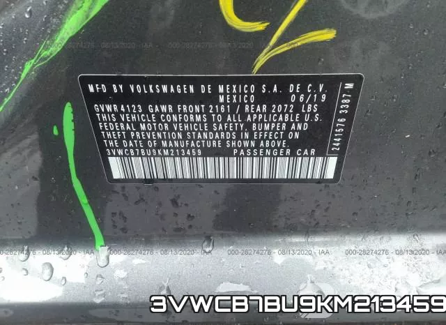 3VWCB7BU9KM213459 фото 10