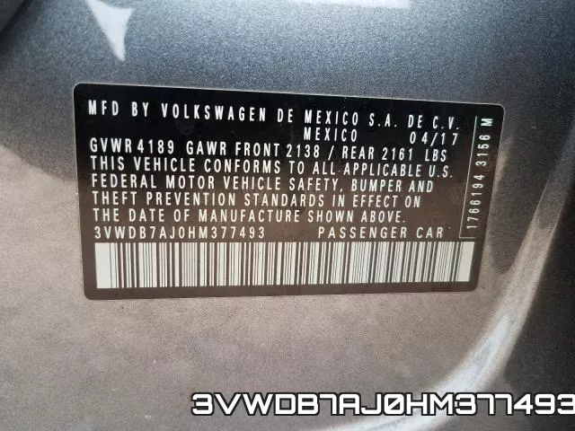 3VWDB7AJ0HM377493 фото 2