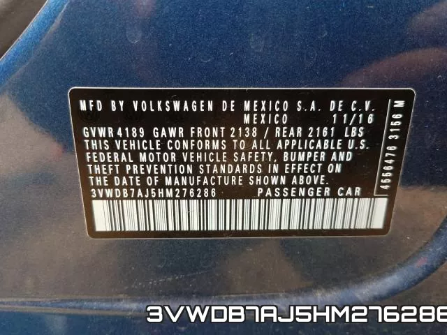 3VWDB7AJ5HM276286 фото 2
