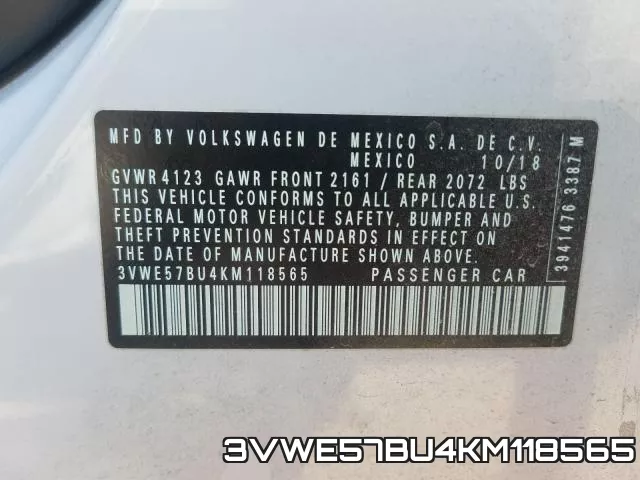 3VWE57BU4KM118565 фото 2