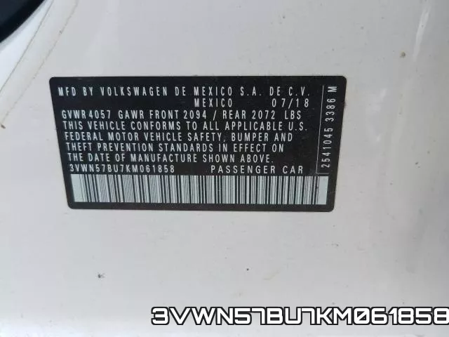 3VWN57BU7KM061858 фото 2