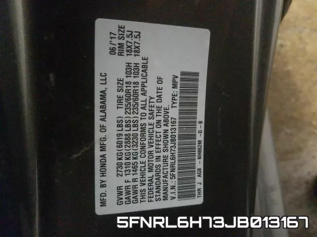 5FNRL6H73JB013167 фото 2