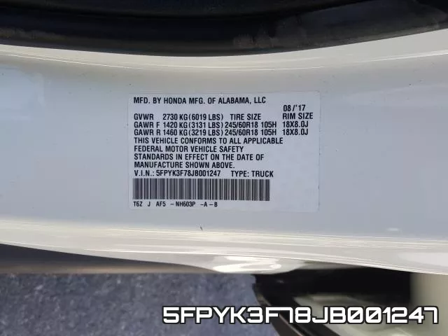 5FPYK3F78JB001247 фото 2