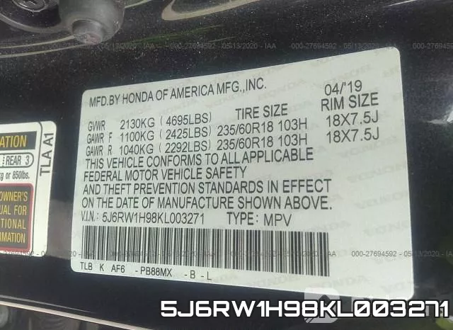 5J6RW1H98KL003271 фото 10