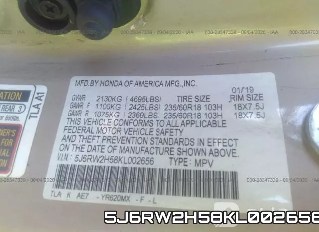 5J6RW2H58KL002656 фото 10
