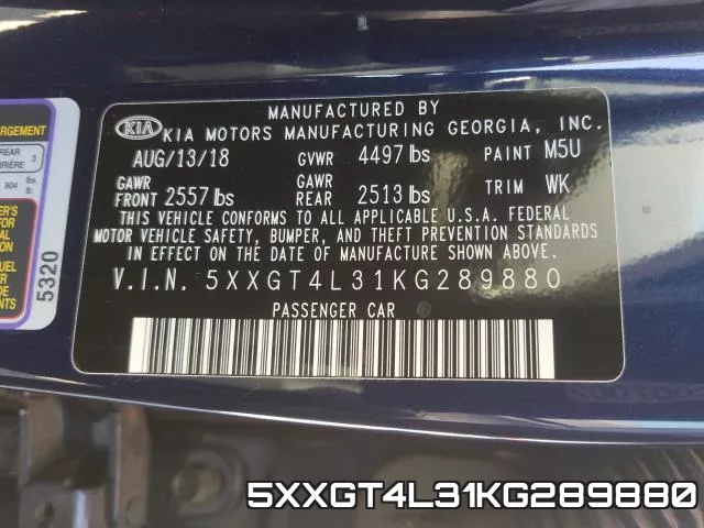 5XXGT4L31KG289880 фото 2