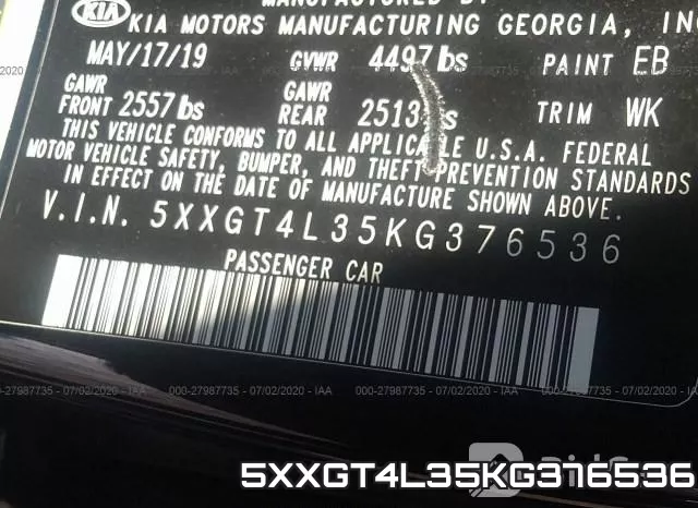 5XXGT4L35KG376536 фото 10