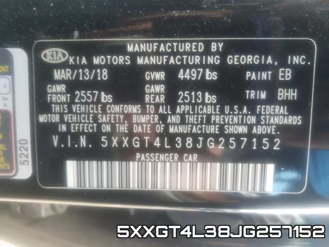 5XXGT4L38JG257152 фото 2