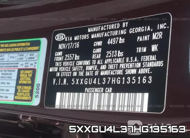 5XXGU4L37HG135163 фото 10