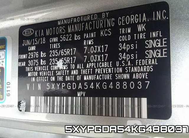 5XYPGDA54KG488037 фото 10