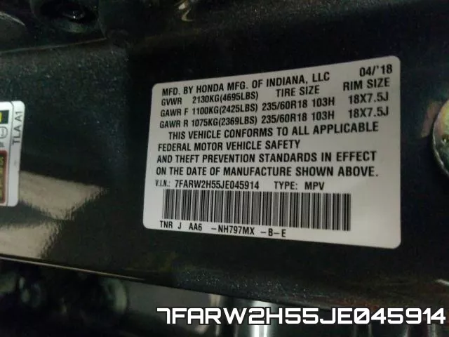 7FARW2H55JE045914 фото 2