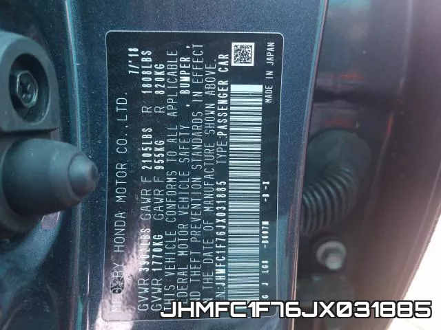 JHMFC1F76JX031885 фото 2