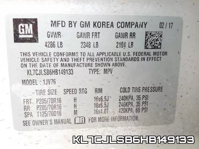 KL7CJLSB6HB149133 фото 2