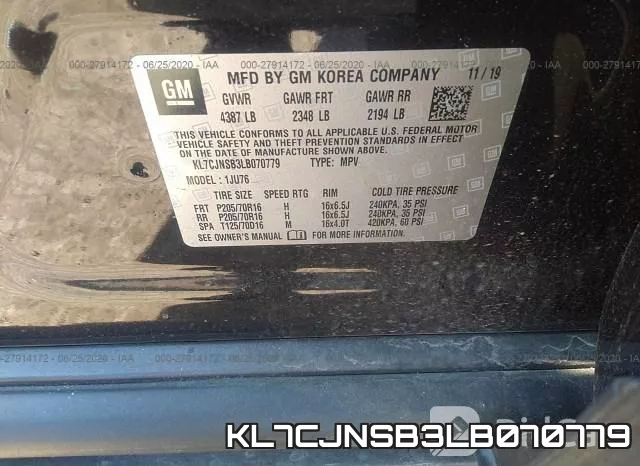 KL7CJNSB3LB070779 фото 10