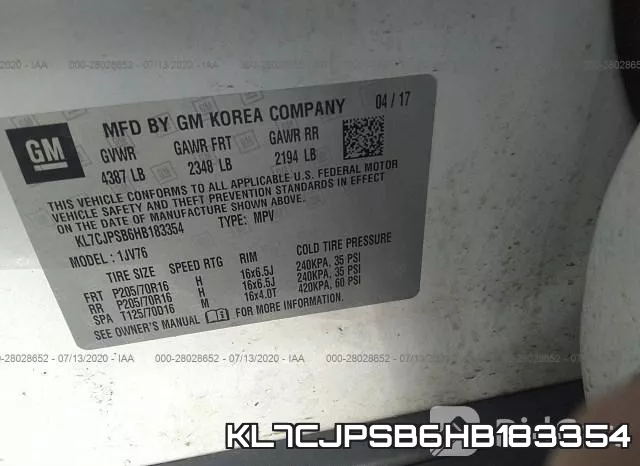 KL7CJPSB6HB183354 фото 10