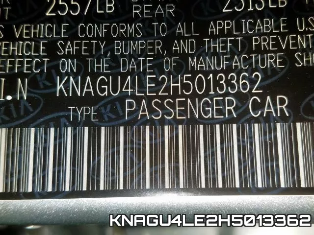 KNAGU4LE2H5013362 фото 2