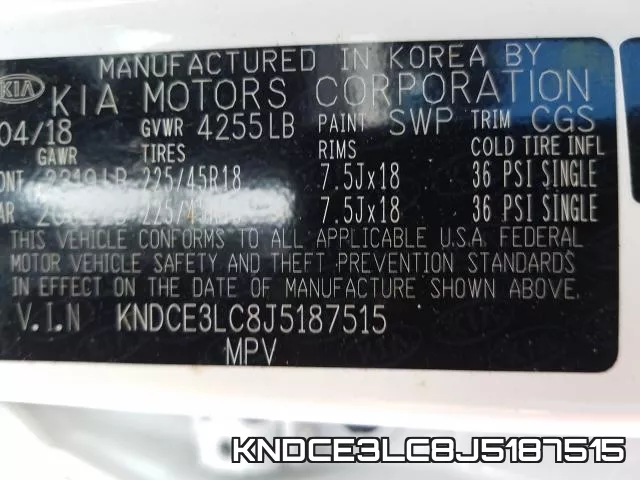 KNDCE3LC8J5187515 фото 2
